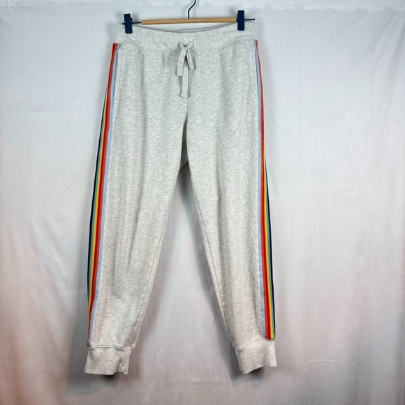 Pants - Aero Womens Grey Rainbow Stripe Cotton Womens Joggers Size Large Retro‎ Comfort